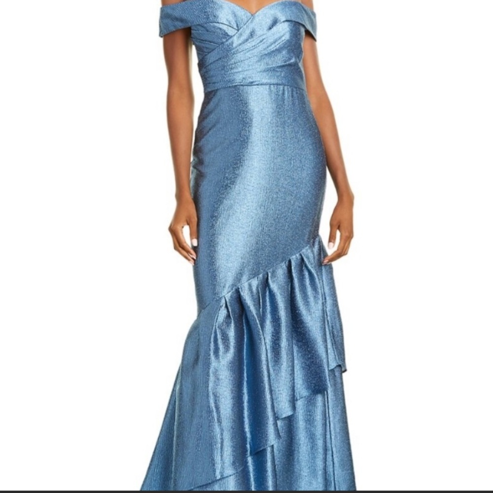 Aidan Mattox off the shoulder ruffle dress